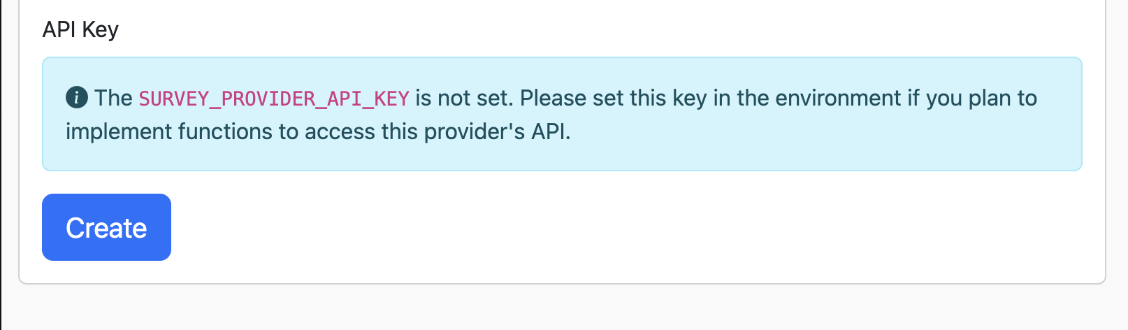 Survey provider dialog screenshot